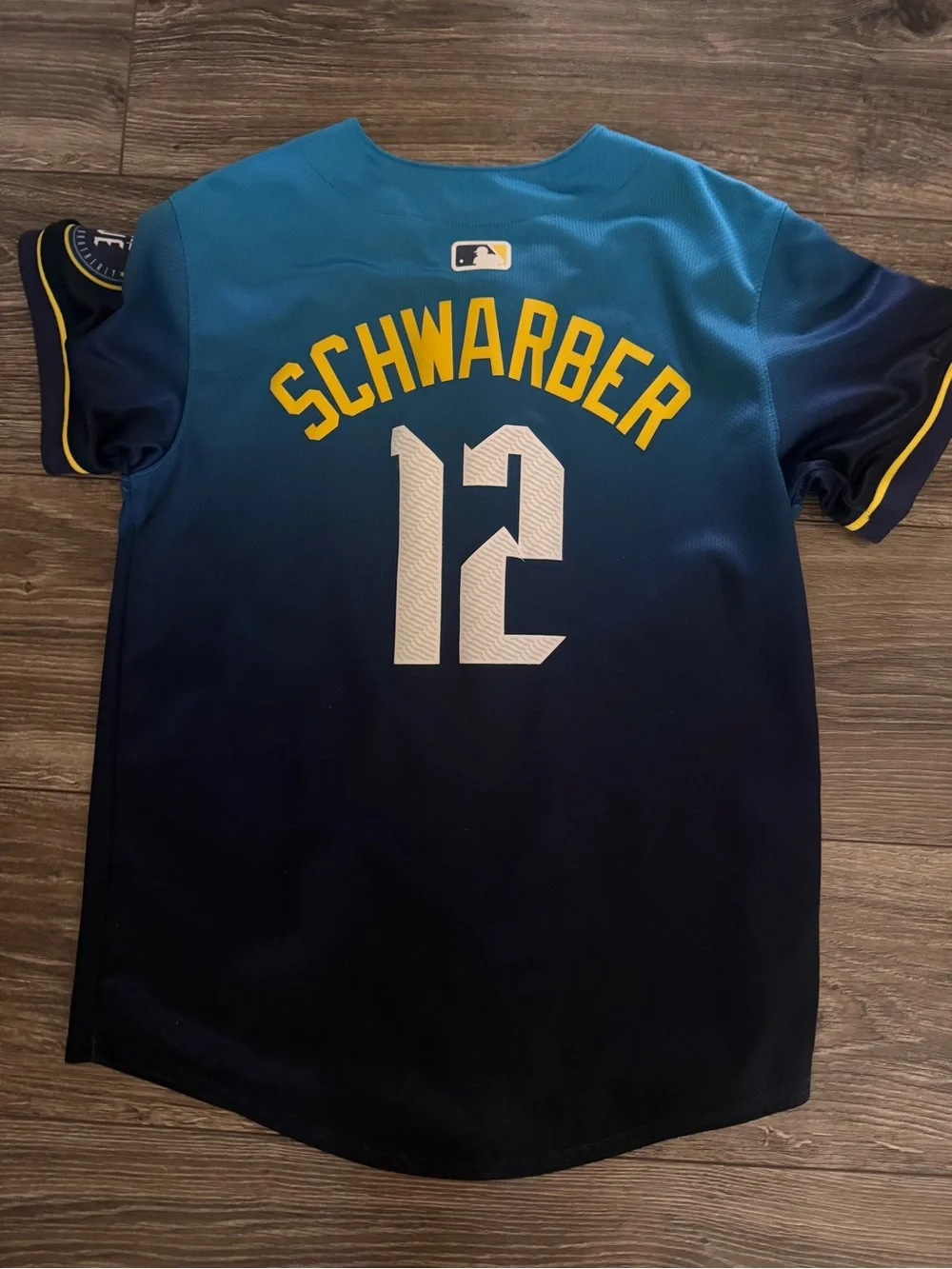 Nike Blue Button-Up Jersey with Yellow Philadelphia Embroidery